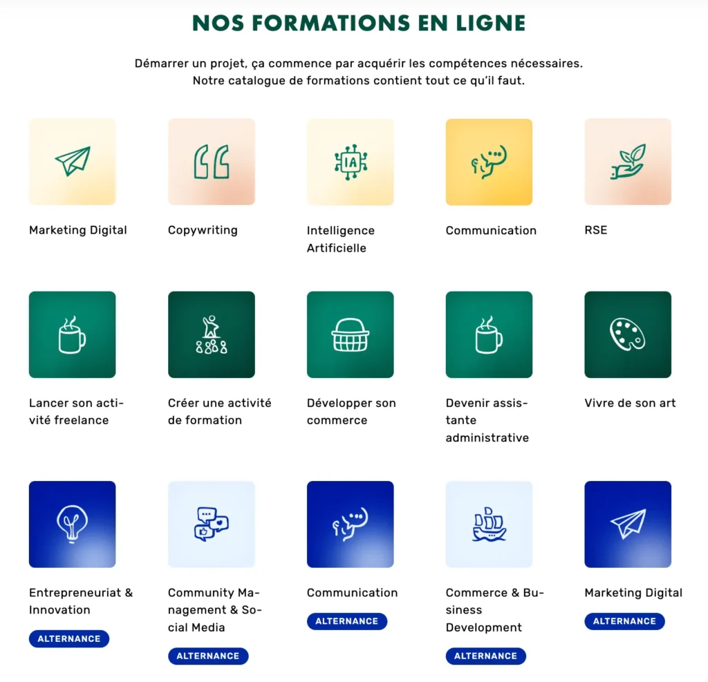 Formations pour Entrepreneurs Live Mentor par compétence, par activité et en alternance